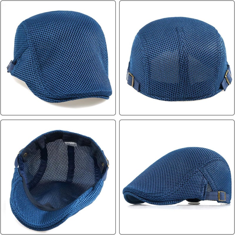 Xinveen Men's Mesh Cap Breathable Summer Newsboy Hat Adjustable Beret Ivy Cap Irish Cabbie Driving Hunting Hats - Image 5